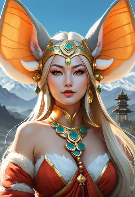 anthropomorphic feminine kitsune enchantress. with elephant ears. official art – an award-winning digital masterpiece in 4k ultr...