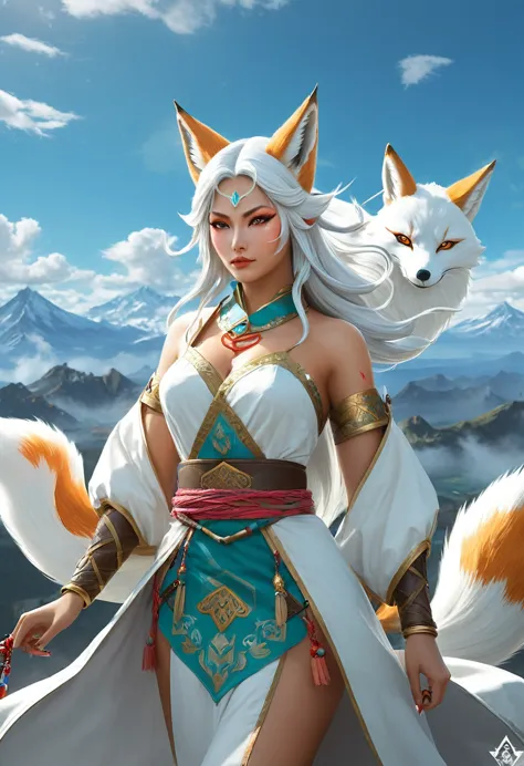 anthropomorphic feminine kitsune enchantress.  official art – an award-winning digital masterpiece in 4k ultra hd, extreme detai...