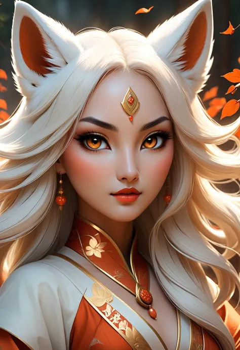 anthropomorphic feminine kitsune enchantress. official art – an award-winning digital masterpiece in 4k ultra hd, extreme detail...