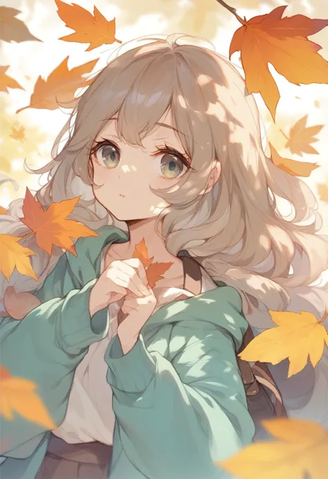 a cute gurl in leaves