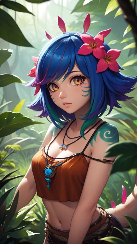 masterpiece,(best quality,top quality,8k),ultra detailed,illustration,painting,detailed eyes and face,(1girl),neeko, multicolore...