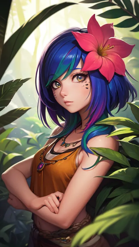 masterpiece,(best quality,top quality,8k),ultra detailed,illustration,painting,detailed eyes and face,(1girl),neeko, multicolore...