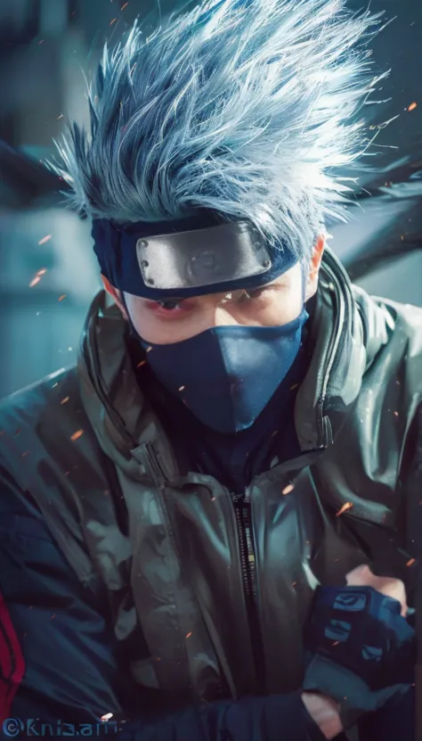 close-up of a person wearing a mask and face mask., kakashi hatake, kakashi, anime badass 8k, anime style 4 k, anime wallpaper 4...