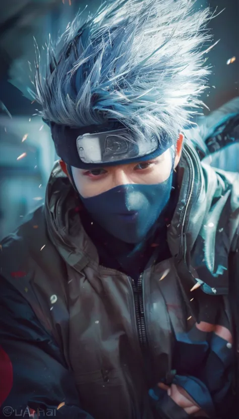 close-up of a person wearing a mask and face mask., kakashi hatake, kakashi, anime badass 8k, anime style 4 k, anime wallpaper 4...