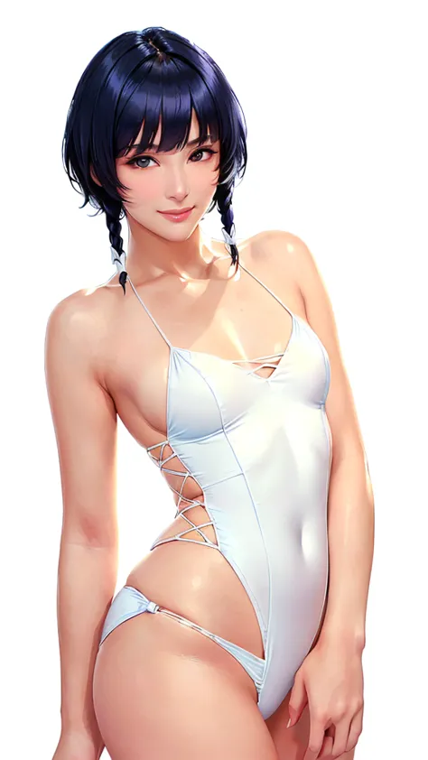 (（（perfect body,white and tender skin,（（（blue swimsuit ）））,（（（sui-feng, short hair, short hair with long locks，black hair））），((m...