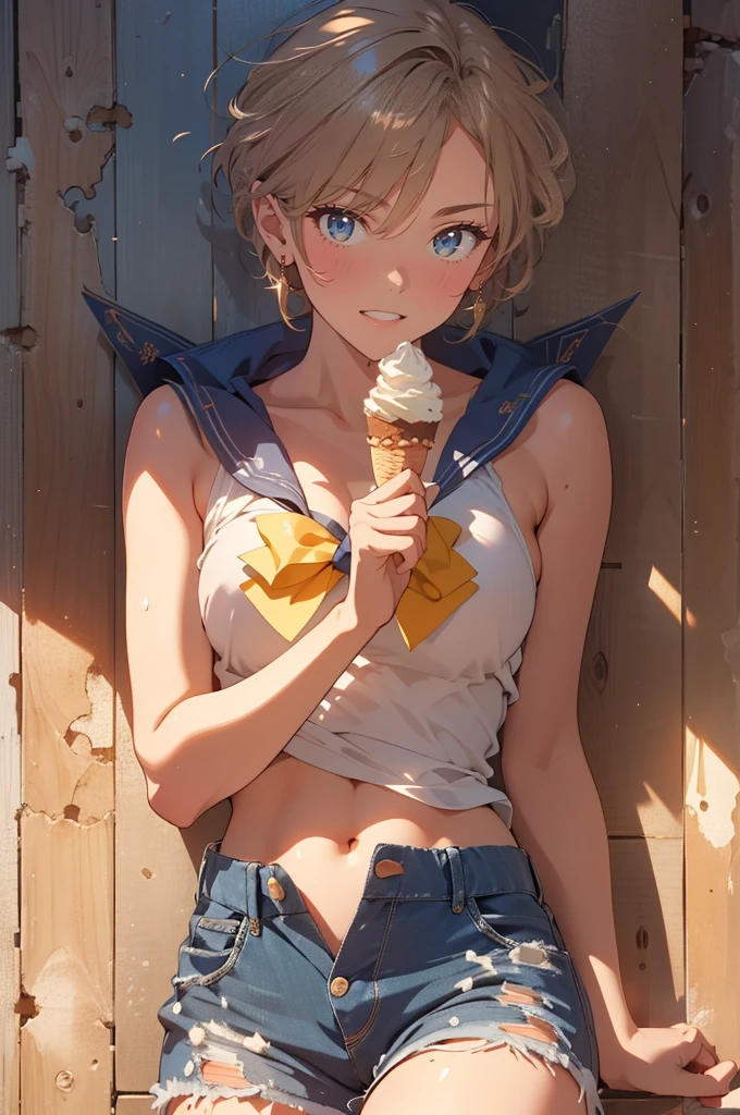 (masterpiece), (best quality), (ultra-detailed), (best illustration), (best shadow), (absurdres), Female, 25 years old, looking at viewer, medium breasts, 1girl, shy, nsfw, orgasm face, climax, light smile, detail eyes, harukasm, Icecream, 