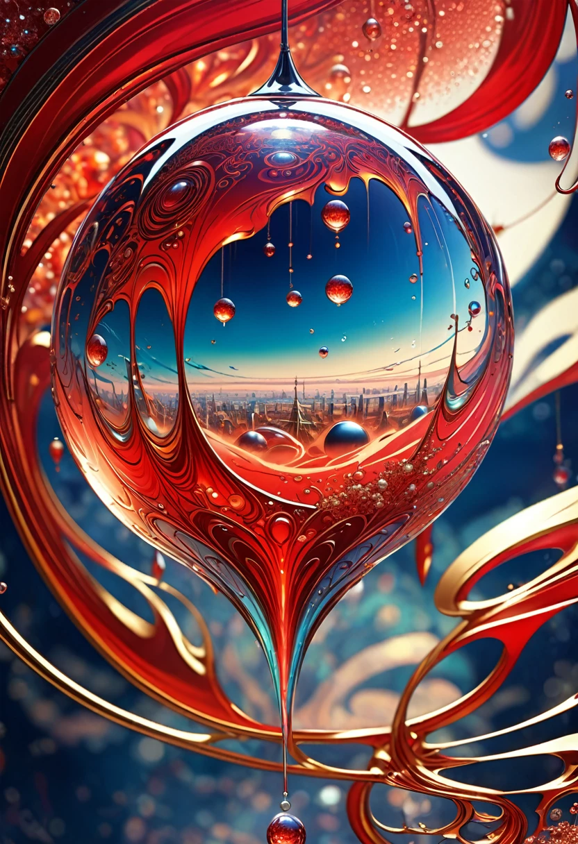 Midjourney, MJ, Midjourney style, poster, manga, anime, 
Close-up of a Art Nouveau drop, highly complex The Hub, electric red Dust, macro photo, high detail, Floating Ball, clear focus