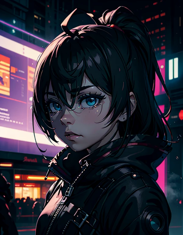 cyberpunk  triste,chorar,darkeness,Rain sky,。.。.。.。.。.。.。.。.。.。.。.。.。.。.。.。.。.。.。.。.。.。.。.。...3d,Upscale,Hard disk,Loira Curta,is crying,de costas viradas