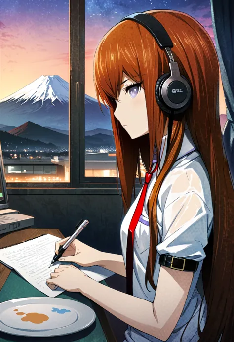 (makise kurisu, steinsgate),masterpiece,((masterpiece, highest quality, high resolution)), ((highly detailed cg integrated 8k wa...