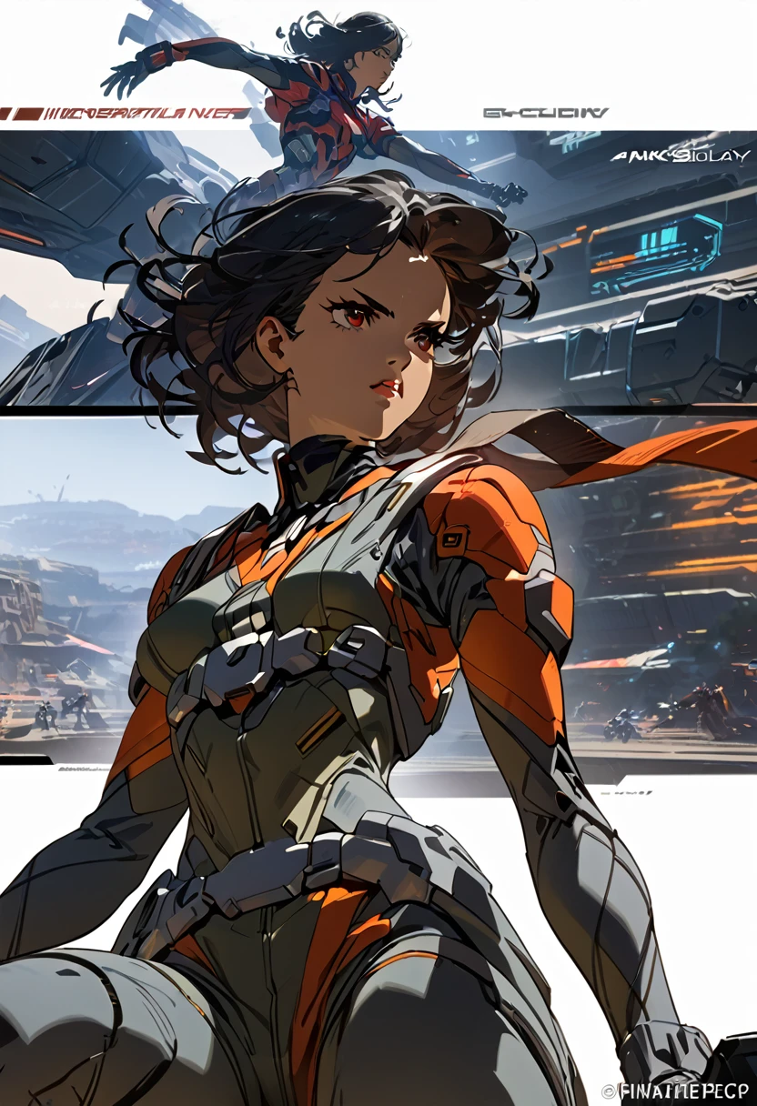 a beautiful detailed eyes, beautiful detailed lips, extremely detailed eyes and face, long eyelashes, black skin woman, mecha pilot, black short hair,black pilot suit,cockpit,super soldier red eyes, hair lisse, piloting, (best quality,4k,8k,highres,masterpiece:1.2), concept art, cinematic lighting, dynamic pose, dramatic colors, intricate detail, futuristic, sci-fi