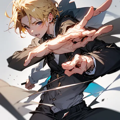 high-resolution model, highest quality, blonde、reach out、injury、hero