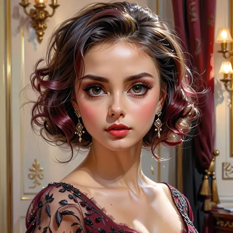 konstantin razumov's style, vladislav nagornov's drawing, beautiful girl, fantastic face, beautiful italian, beautiful appearanc...