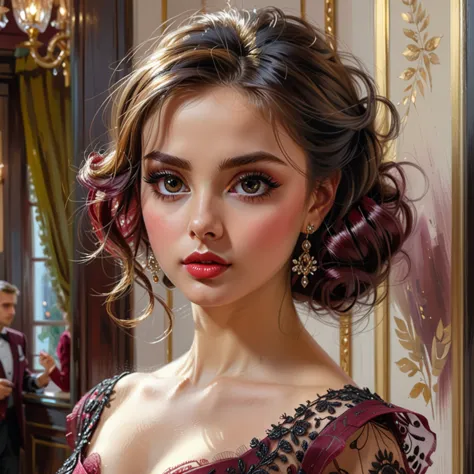 konstantin razumov's style, vladislav nagornov's drawing, beautiful girl, fantastic face, beautiful italian, beautiful appearanc...