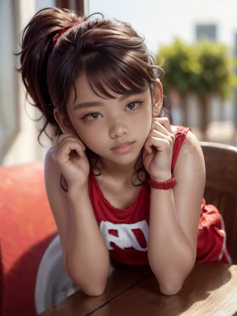 (portrait, editorial photograph of a beautiful asian girl, adorable face, freckles,  long brown curly hair, hazel eyes, by lee j...