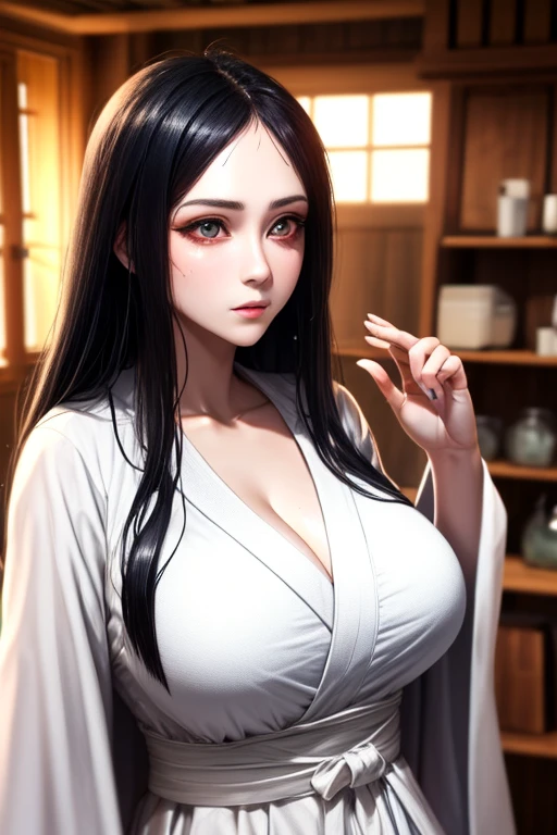 masterpiece, Highest quality,  Unreal Engine,  Super Resolution,  Very detailed, Complex, colorful, Clear images, Sharp focus, Digital Blending, 

Beautiful woman, Mountain village_Sadako, ((White Robe)), ((Pale skin)), (Ghost Woman), Black Hair, Perfect Eyes, Perfect Face, Ultra detailed hair, Ultra detailed face, Very detailed lips,Vivid expression, Healthy Body, Beautifully detailed sweat glands, Smooth skin texture, Carefully drawn,
(humidity:1.2), Beautiful Eyes, (Attractive face:1.2), (Beautiful Skin), (Big Breasts), Sticky with sweat, In a dynamic pose,

The world of rings, indoor, In the old house, 