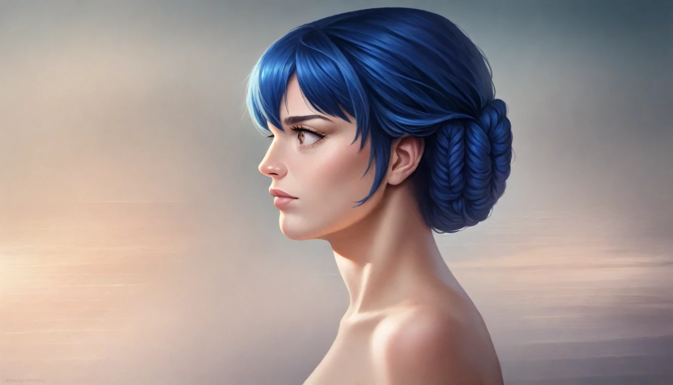 a beautiful girl with blue hair, detailed rpg fantasy character, side profile closeup, highly detailed face, beautiful detailed eyes, beautiful detailed lips, extremely detailed facial features, longeyelashes, delicate facial features, intricate hairstyle, soft skin, natural lighting, cinematic composition, digital art, concept art, masterpiece, (best quality,4k,8k,highres,masterpiece:1.2),ultra-detailed,(realistic,photorealistic,photo-realistic:1.37),vivid colors,sharp focus