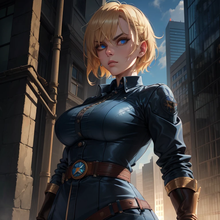 leslie,bangs,two-tone hair,undercut,blue eyes,
gloves,shirt,black jacket,belt,
standing,upper body,serious,
metropolis,morning,
(insanely detailed, beautiful detailed face,beautiful detailed eyes, masterpiece, best quality),