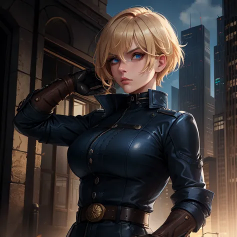 leslie,bangs,two-tone hair,undercut,blue eyes,
gloves,shirt,black jacket,belt,
standing,upper body,serious,
metropolis,morning,
...