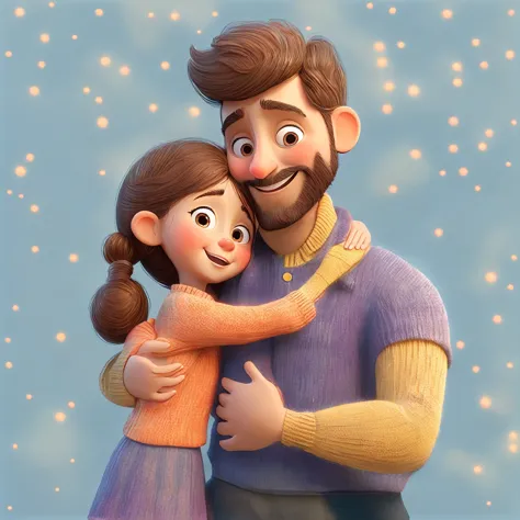 arafed man and a girl hugging each other in a cartoon style, baba with child, cartoon style illustration, hugging, baba, pababa,...