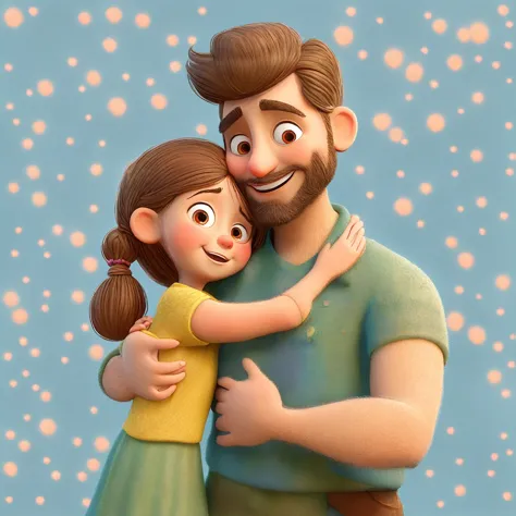 arafed man and a girl hugging each other in a cartoon style, baba with child, cartoon style illustration, hugging, baba, pababa,...