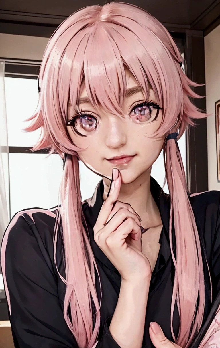 1girl, anime, sakura haruno, pink hair, pink eyes, portrait, highly detailed, cute anime girl, beautiful detailed eyes, beautiful detailed lips, extremely detailed face, long eyelashes, pink twin tails, cyan eyes, mirai nikki, okada megumi, girls frontline, detailed anime girl, captivating anime girl, best quality, 4k, 8k, highres, masterpiece:1.2, ultra-detailed, realistic, photorealistic:1.37, vibrant colors, cinematic lighting, soft lighting, warm colors, detailed background