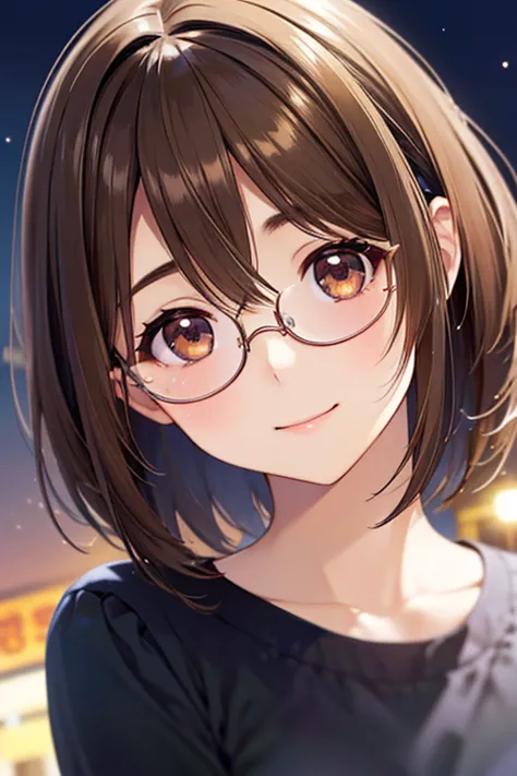 anegasaki nene、shiny brown hair, short hair, (beautiful brown eyes、sparkling eyes, fine grain)、smile、ultra-detailed eyes、highly ...