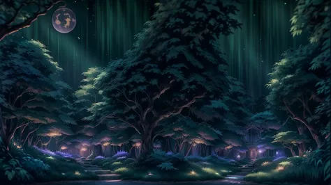 imagine a magical, fantasy-themed scene for your lo-fi youtube channel. the setting is a mystical forest, bathed in the soft glo...