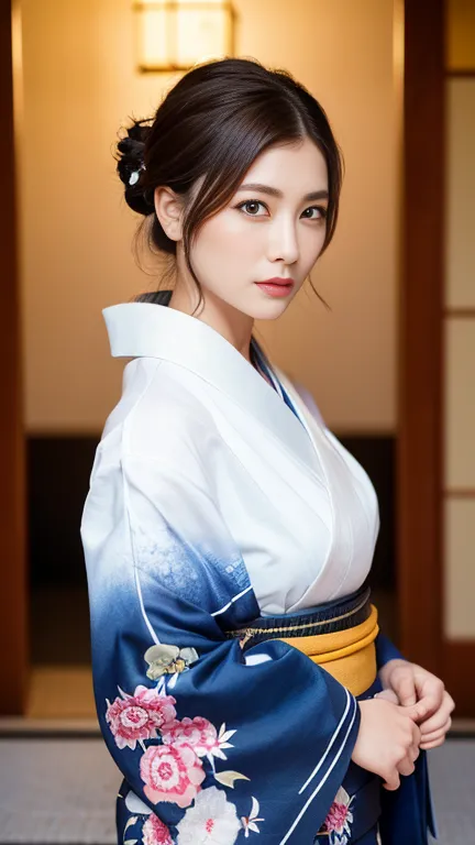 ((highest quality, 8k, masterpiece: 1.3)), sharp focus: 1.2, beautiful woman with perfect figure: 1.4, (kimono), highly detailed...