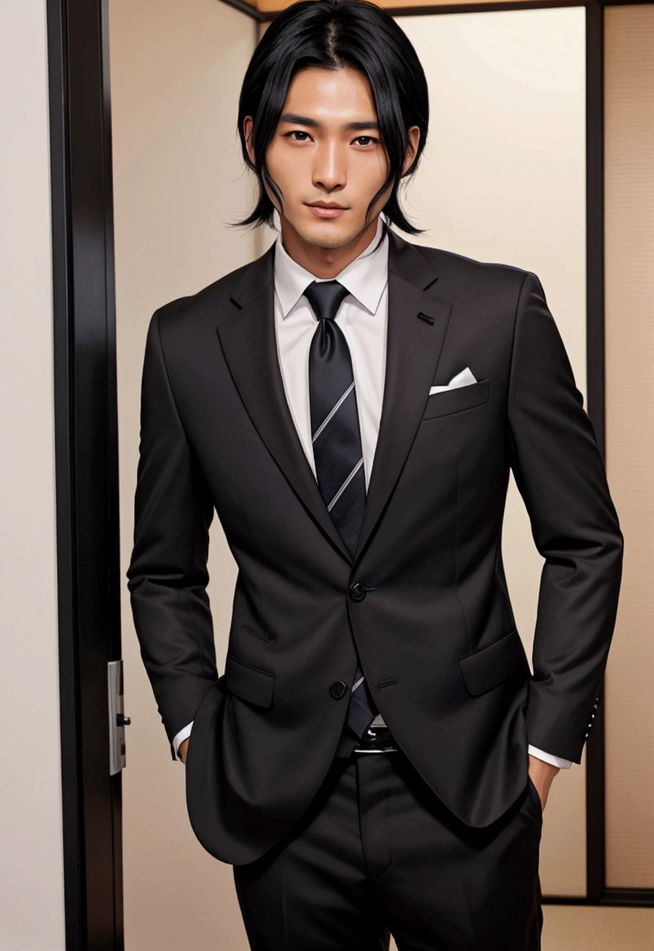 Japanese、male、30th Generation、Black hair that looks good in a suit