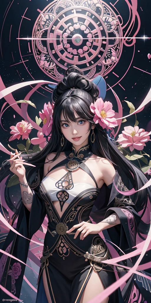 Official Art, unity 8k wallpaper, Super detailed, beautifully、aesthetic, masterpiece, Highest quality, Chinese style, (zenTangle, Mandala, Tangle, enTangle), Flower Ecstasy, One girl, Very detailed, Dynamic Angle, Cowboy Shot, The most beautiful form of chaos, elegant, Brutalist design, Vibrant colors, Romanticism, James Jean, Robbie Dowie Anton, Ross Tran, Francis Bacon, It was freezing cold, Adrian&#39;s genius, Petra Cortright, Gerhard Richter, takato yamamoto, Ashley Wood, Atmospheric