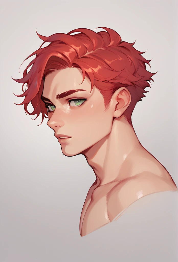 boy, Red-Haired, hairless, light green eyes