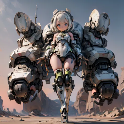 amazing android multi-legged tank made with advanced technology, upper turret part is a beautiful girl android, vehicle part is ...