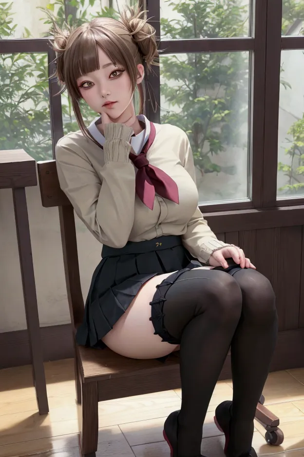 ultra-detailed,highly detailed,best quality,masterpiece,illustration,realistic, photo,photorealistic,
anime girl sitting on a ch...