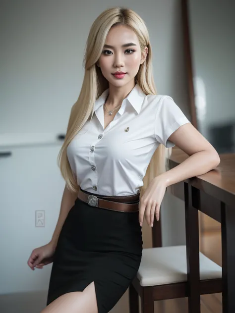 pretty thai woman blonde hair , (8k, best quality, masterpiece, ultra highres:1.2) photo of pretty thai woman beautiful, beautif...