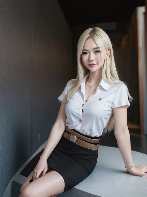 pretty thai woman blonde hair , (8k, best quality, masterpiece, ultra highres:1.2) photo of pretty thai woman beautiful, beautif...