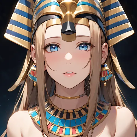 ((highest quality)), ((masterpiece)), (detailed), （perfect face）、the woman with the face of the ancient egyptian tutankhamun mas...