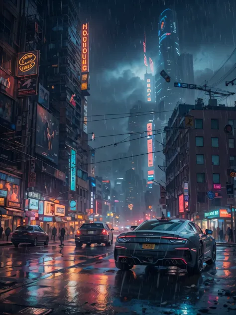 (((masterpiece))),high resolution,realistic details,sharp focus, hyper-realistic landscape photo of a dystopian new york city se...