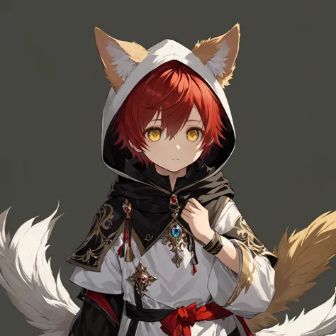 masterpiece, best quality, good quality, highly detailed, shadowverse style, male, child, red hair, short hair, boy, child, yell...