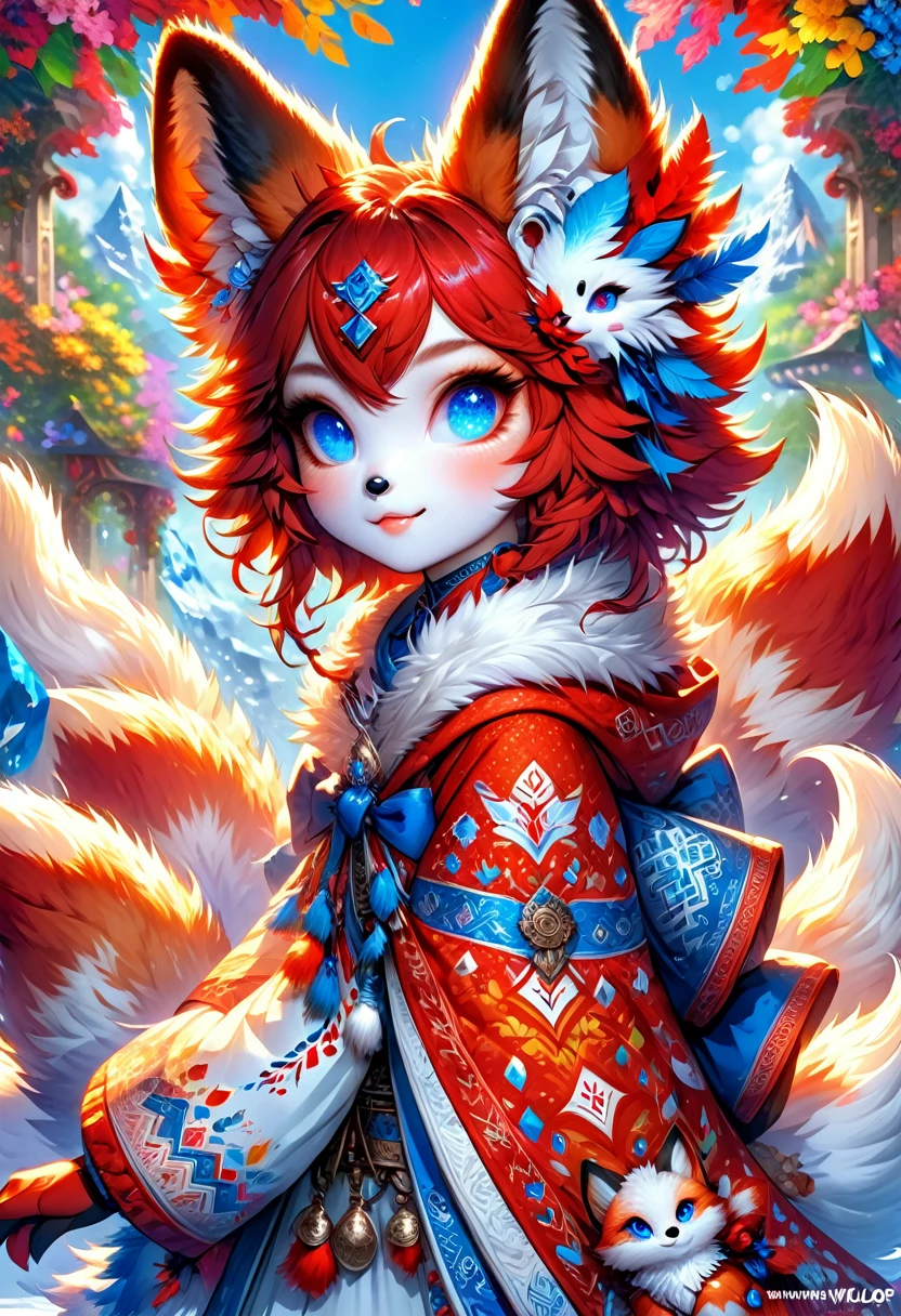 Duchesse kitsune-satyre anthropomorphe. fourrure rouge. yeux bleu cristal. Art officiel – Un chef-d'œuvre numérique primé en 4K Ultra HD, Détails extrêmes et réalisme complexe. visage symétrique. Cette œuvre conceptuelle brillante et colorée a été portée à la vie par les mains d'artistes comme Wlop & Artgerm dans une superbe illustration vectorielle 2D. L&#39;arrière-plan est une vue panoramique.
