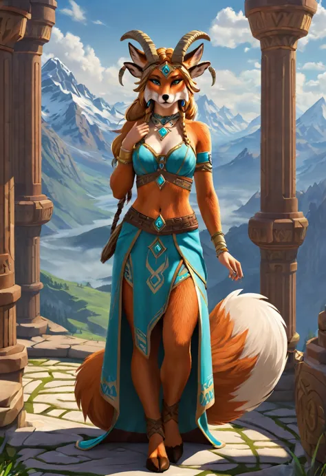 anthropomorphic  feminine fox-satyr enchantress.  full body official art – an award-winning digital masterpiece in 4k ultra hd, ...