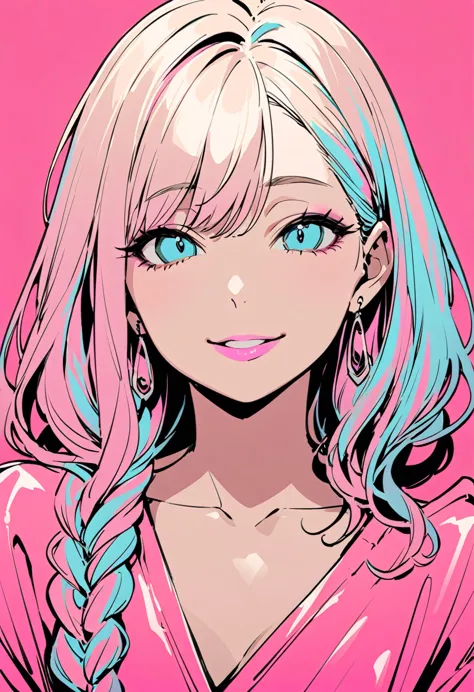 (highest quality:1.2, city pop style, very detailed, up to date, vibrant, high contrast, masterpiece:1.2,), gal, neon color hair...