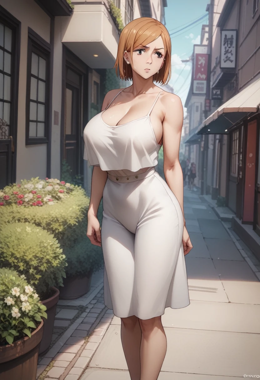 Huge breasts、Kugisaki Nobara XL、
{Highest quality}, {so beautiful}, {Very detailed}, {Best illustrations},Life、slim:1.5、Camisole long maxi dress(tight)、Are standing