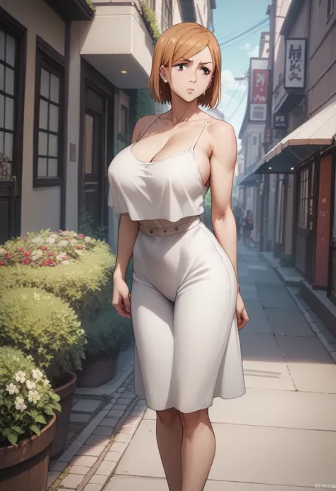 huge breasts、kugisaki nobara xl、
{highest quality}, {so beautiful}, {very detailed}, {best illustrations},life、slim:1.5、camisole...