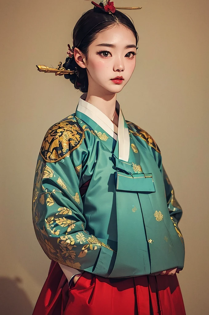 one person 16th century korean woman, hanbok, traditional korean clothing, portrait, upper body, sexy beauty, seductive, mature, sensual, Ink painting