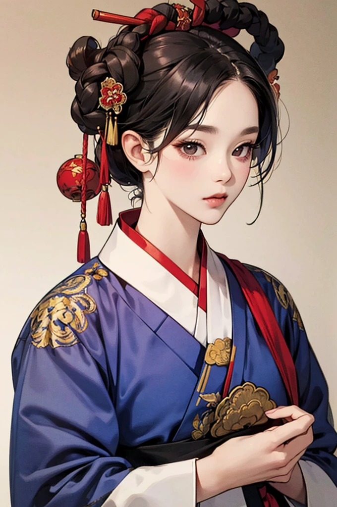 one person 16th century korean woman, hanbok, traditional korean clothing, portrait, upper body, sexy beauty, seductive, mature, sensual, Ink painting