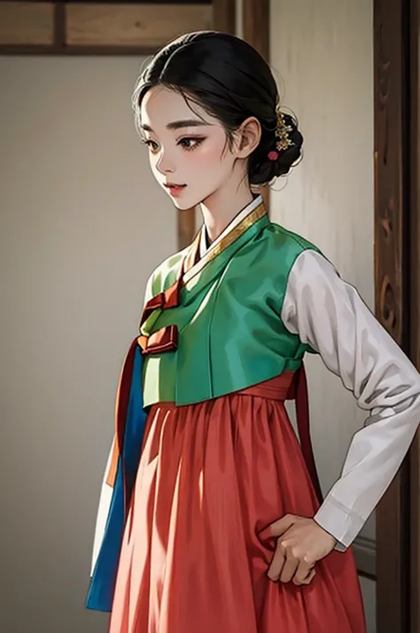 one person 16th century korean woman, hanbok, traditional korean clothing, portrait, upper body, sexy beauty, seductive, mature,...