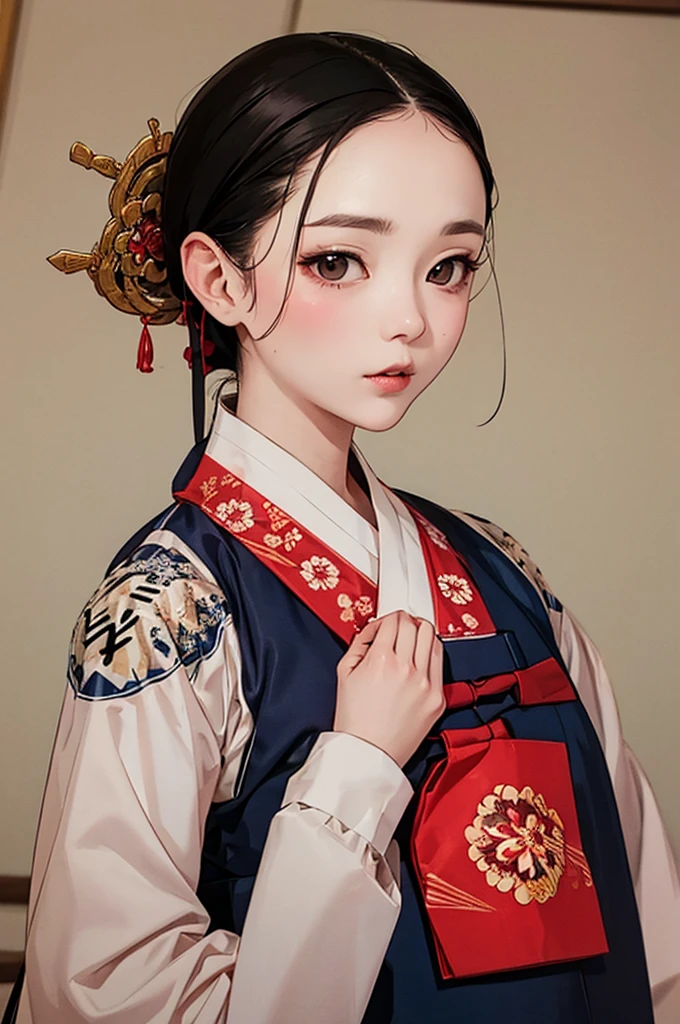 one person 16th century korean woman, hanbok, traditional korean clothing, portrait, upper body, sexy beauty, seductive, mature, sensual, Ink painting