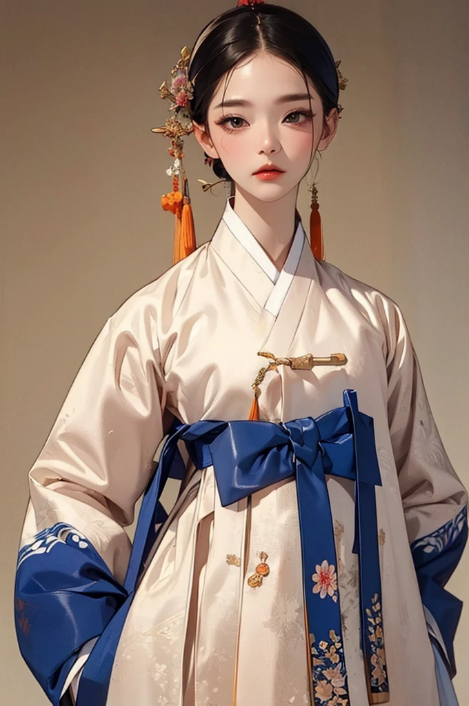 one person 16th century korean woman, hanbok, traditional korean clothing, portrait, upper body, sexy beauty, seductive, mature, sensual, Ink painting