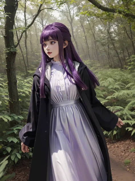 masterpiece, best quality, realistic, cosplayer, korean girl, highres, aafern, long hair, purple hair, blunt bangs, purple eyes,...