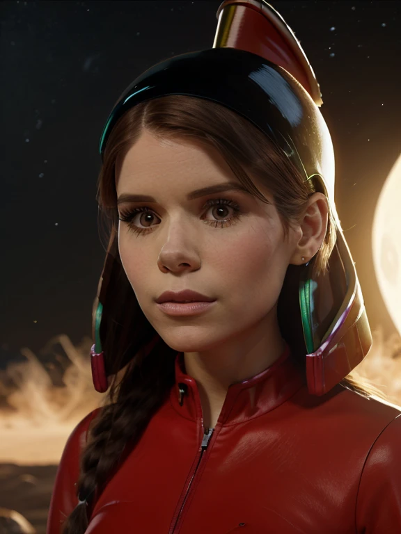 a beautiful woman with long black hair,kate mara,sexy cosplay as marvin the martian,checking the instruments in her high tech moon base,huge ray gun aimed at the earth,highly detailed face and eyes,beautiful detailed lips,extremely detailed face and eyes,longeyelashes,flawless skin,dramatic lighting,cinematic composition,hyperrealistic,photorealistic,professional 3d render,8k,best quality,masterpiece